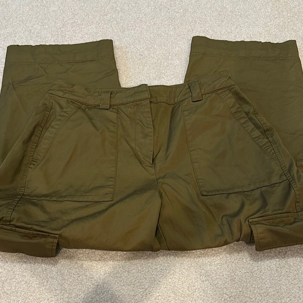 Extra high-rise Olive Green Sateen Cargo Pants